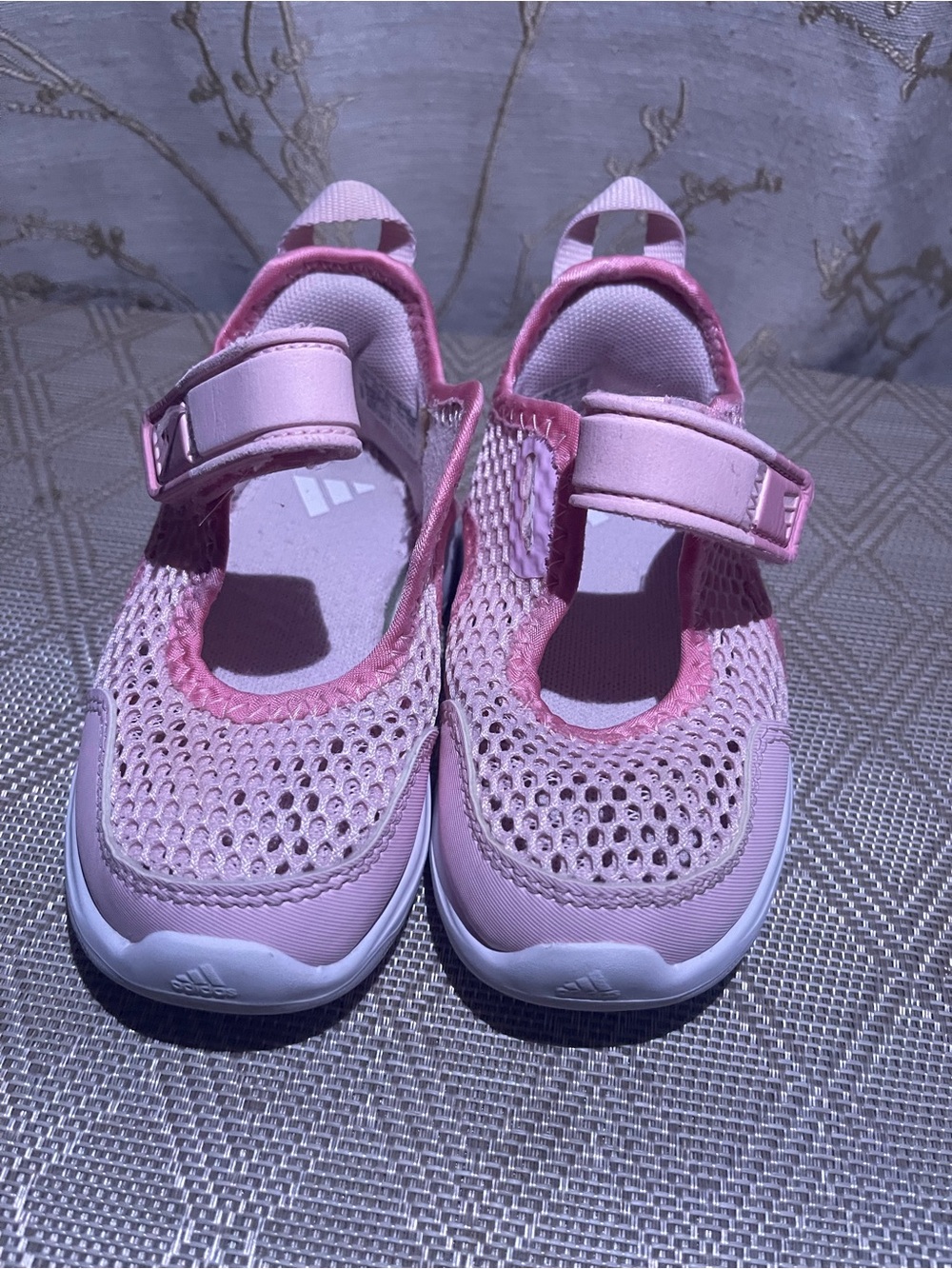 adidas Girls' Pink Mesh Water Shoes with Hook-and-Loop Strap